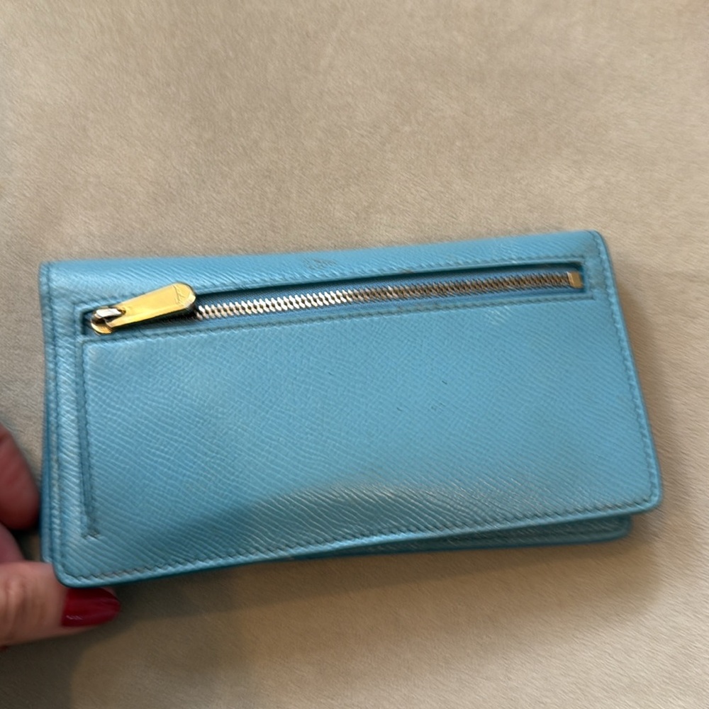 Salvatore Ferragamo Blue and Gold Leather Wallet - Picture 3 of 6